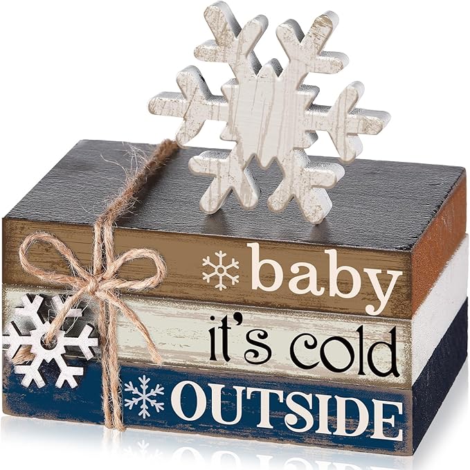4 Pcs Winter Christmas Decor Winter Table Decorations Christmas Tiered Tray by Anglechic