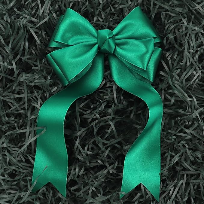 Dark Green Solid Satin Ribbon 2 Inch 25 Yards Solid Polyester Fabric Ribbon - Image 5