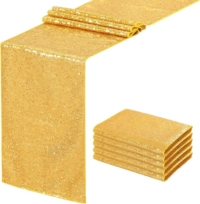 Sequin Table Runners 5 Pieces Gold Table Runners 12x72 Inch Glitter Dining by SoarDream