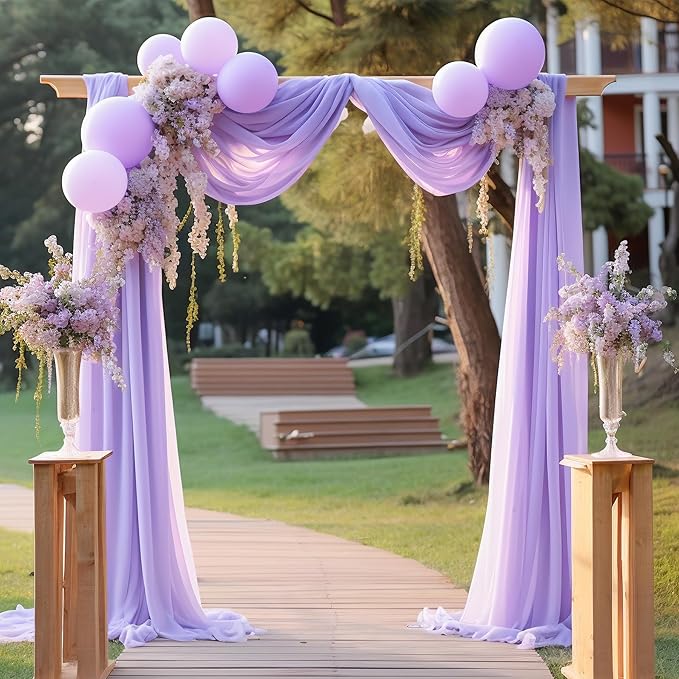 Wedding Arch Draping Fabric Lavender Purple Sheer Wedding Arch Drapes by Gogoparti