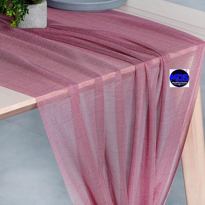 MDS 5 Pack 10ft Chiffon Table Runner 29 x 120 Inches Sheer Wedding Runner - Image 4