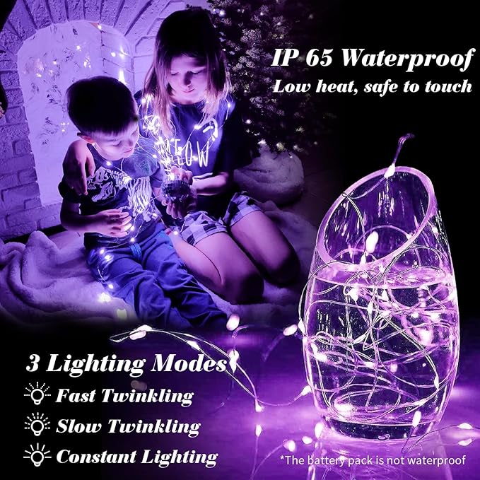 ZGWJ 12 Pack Fairy Lights Battery Operated, 7ft 20 Mini LED Fairy String Lights - Image 3