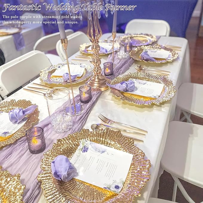 Lilac Purple Cheese Cloth Table Runner Boho Romantic 10ft Gauze Cheesecloth - Image 4