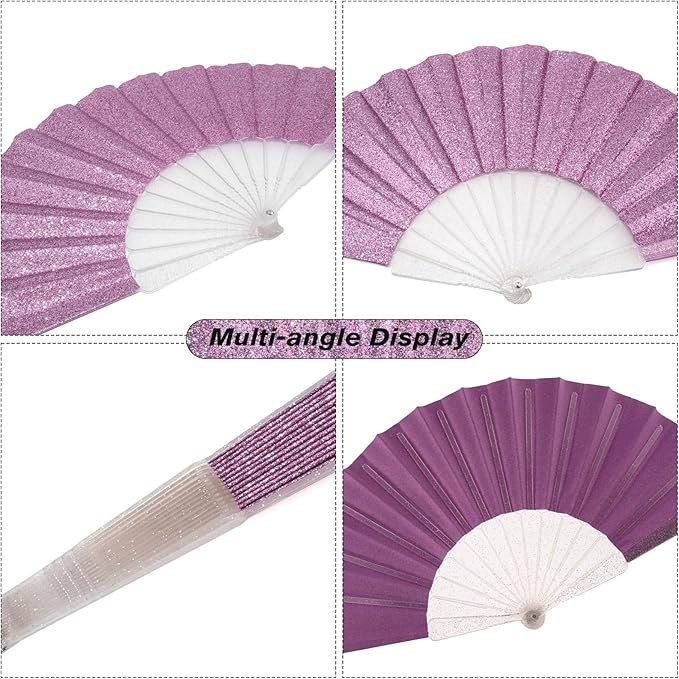 12 Pack Handheld Fan, Folding Hand Glitter Fan - Image 5