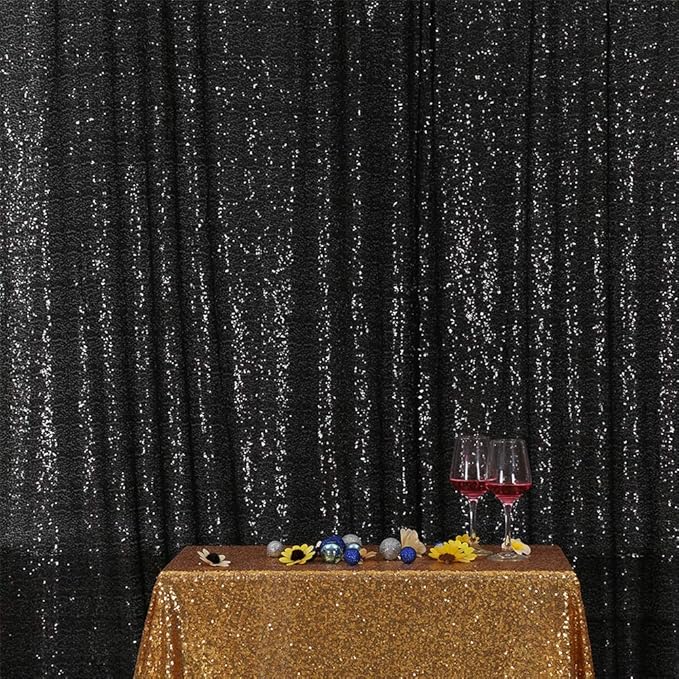Eternal Beauty Black Sequin Backdrop, 6x6 Ft Halloween Glitter Background - Image 3