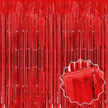 6 Pack Red Foil Fringe Curtains Backdrop, 3.28 x 8.2 Ft Metallic Streamers by LANTIANCHEN