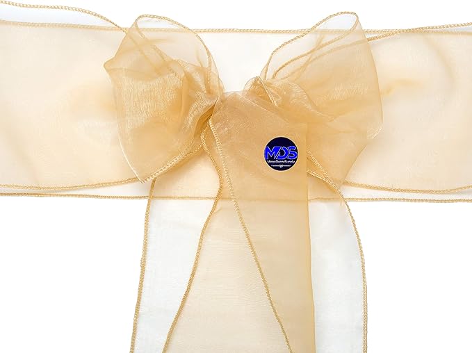 MDS Pack of 125 PCS Organza Chair Sashes Wider Dining Chair Bows Ribbon Tie Back - Image 4