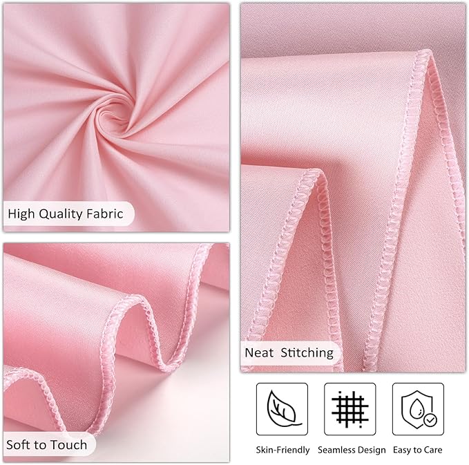 8 Pack Pink Round Tablecloth 120 Inch Stain and Wrinkle Resistant Round Pink - Image 4