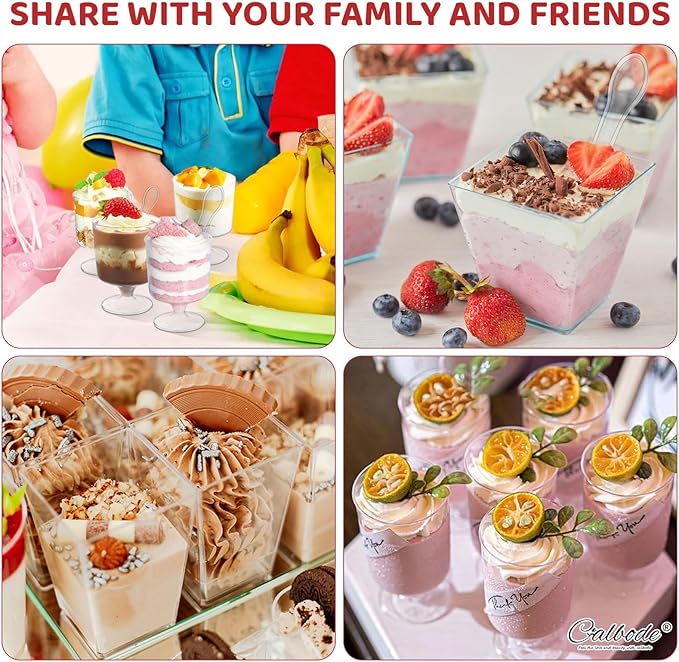 300 Packs Dessert Cups with Spoons, 5 OZ Mini Clear Plastic Disposable Parfait - Image 7