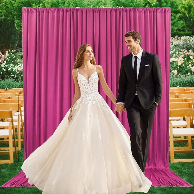 2 Panels Fuchsia Backdrop Curtain, 10 x 7 Feet Background Curtains - Image 6