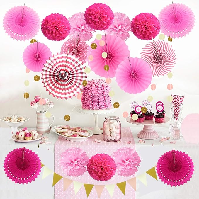 ZERODECO Party Decoration, Pom Poms Flowers, Garlands String Polka Dot and - Image 6
