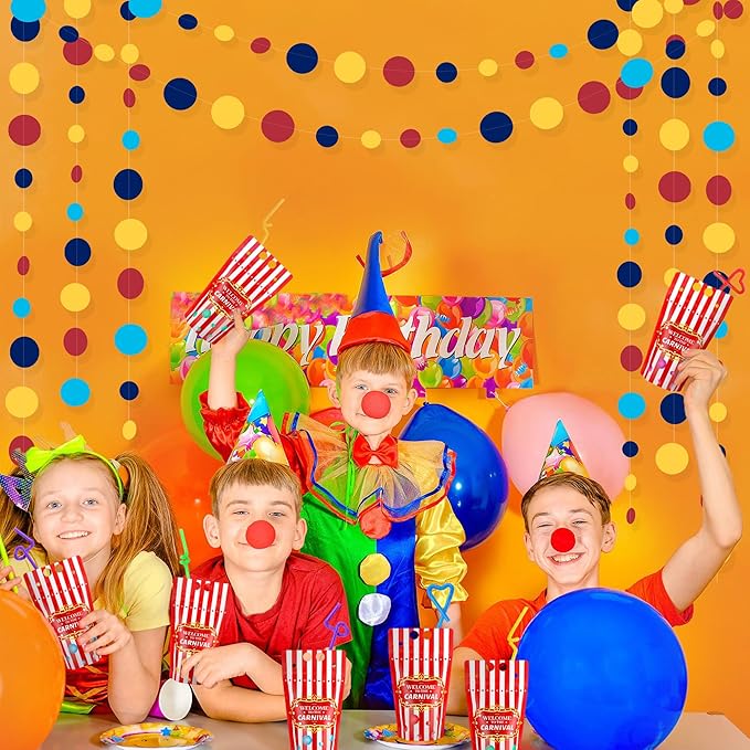 Red Blue Yellow Party Decorations Circle Dots Garland Hanging Paper Polka Dot - Image 8