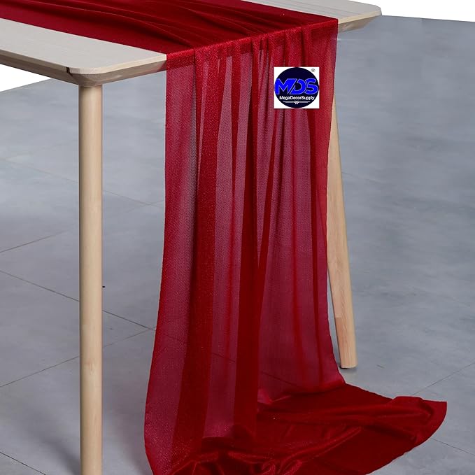 MDS 2 Pack 10ft Chiffon Table Runner 29 x 120 Inches Sheer Wedding Runner - Image 2