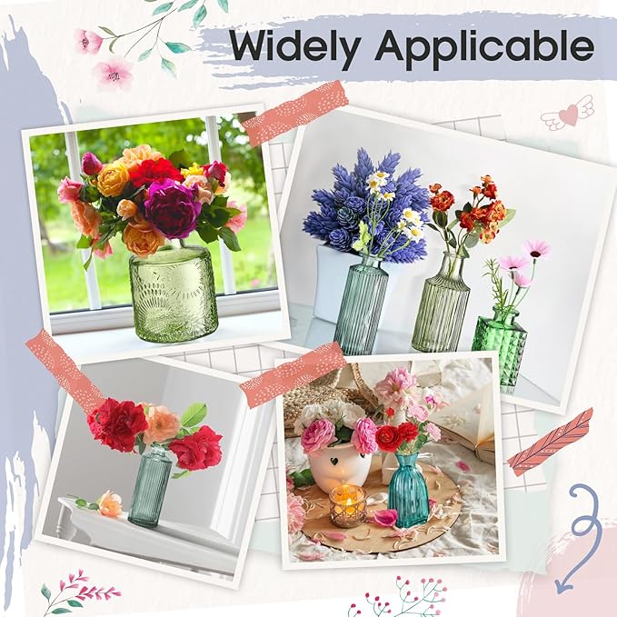 Yaomiao 30 Pcs Vases Bulk Colored Flower Glass Vases Bud Vintage Colored Glass - Image 3
