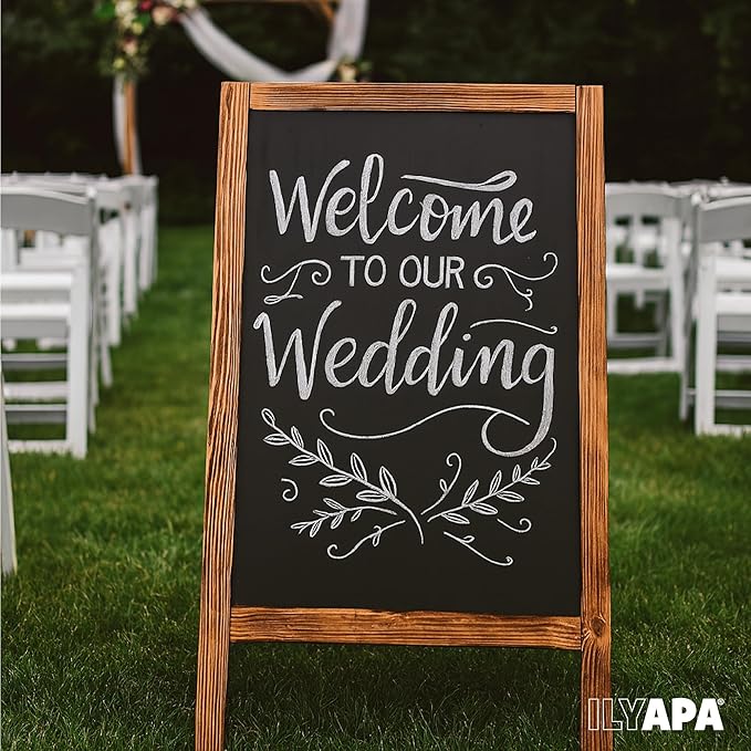 Ilyapa Wooden Sandwich Board Signs Outdoor A Frame Chalkboard Sign - Image 9