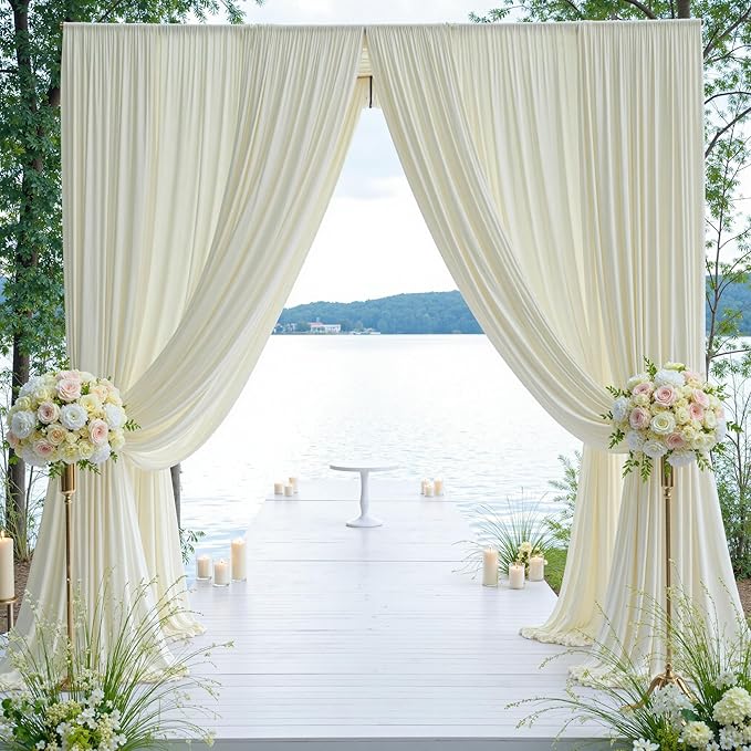 60×12ft Wrinkle Free Ivory Backdrop Curtain - Image 9