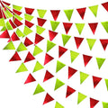 Red and Green Metallic Fabric Triangle Pennant Banner Flag Bunting Garland by pinkblume