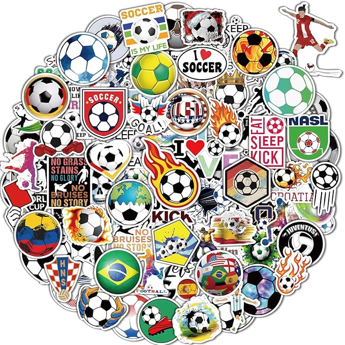 100 Pcs Sport Stickers for Kids, Soccer Water Bottle Stickers, Vinyl Waterproof by pcnearty