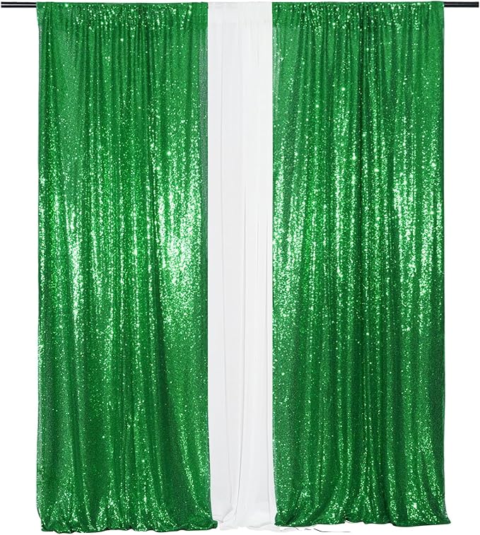 Eternal Beauty Sequin Backdrop Curtains, 2x8 Ft-2 Panels Green Back Drop by EternalBeauty