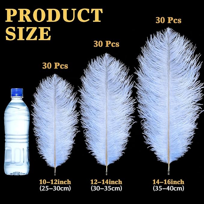 Maitys 90 Pcs Large Natural Ostrich Feathers Bulk 14-16 Inch 12-14 Inch 10-12 - Image 2