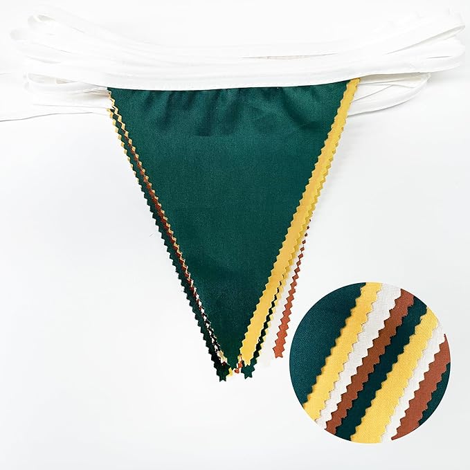 32Ft Green Brown Woodland Party Decorations Fabric Triangle Banner Flag Pennant - Image 2