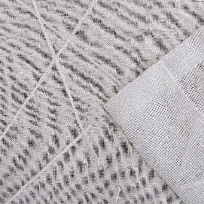 White Sheer Curtains 45 Inch Length, Modern Geometric Embroidery Sheer Rod - Image 5