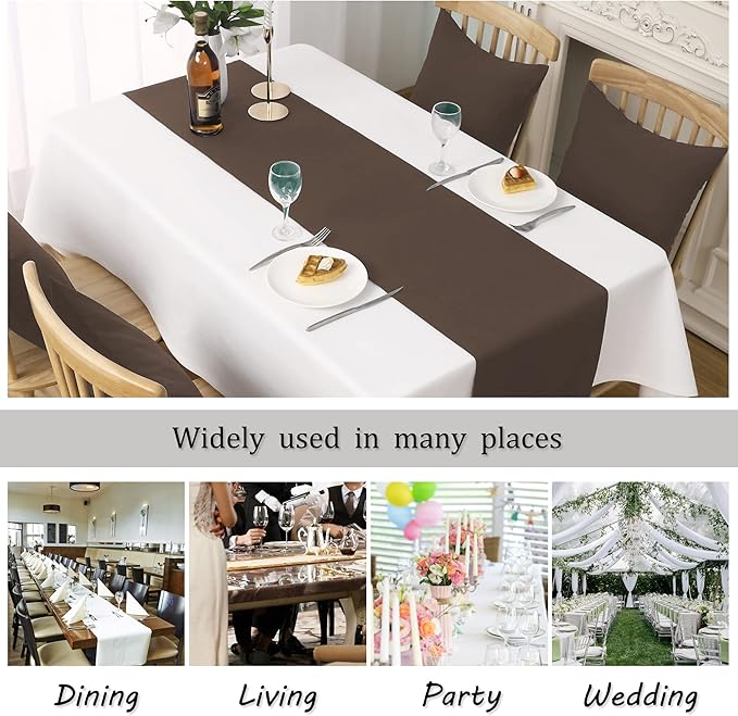 Rustic Brown Table Runner Solid Color Soft Thick Polyester Decorative Cloth - Image 7
