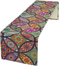 Boho Floral Table Runner, Colorful Flower Retro Bohemian Table Cloth Kitchen by Unknown