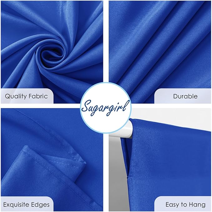 Sugargirl 10x10FT Royal Blue Backdrop Curtains Polyester Photo Backdrop Drapes - Image 6