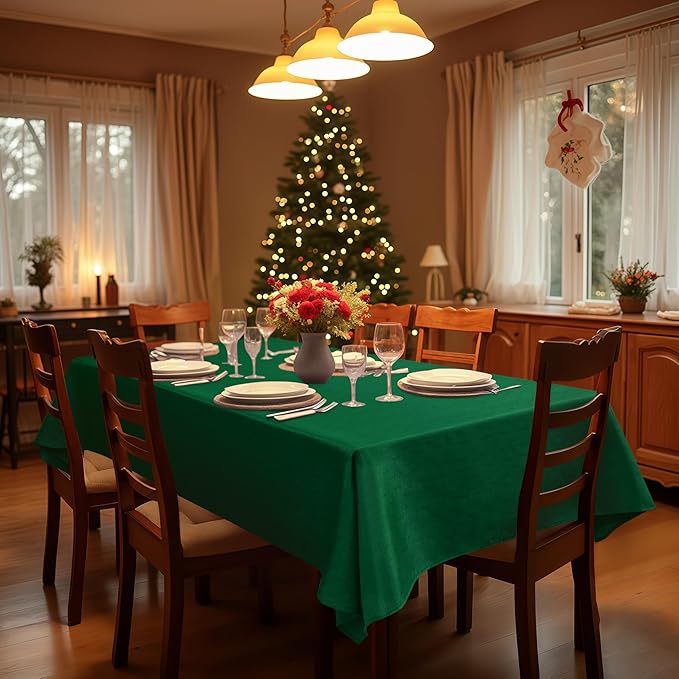 Fitable Faux Linen Christmas Tablecloths 2 Pack, Burlap Textured Table Cloth - Image 2