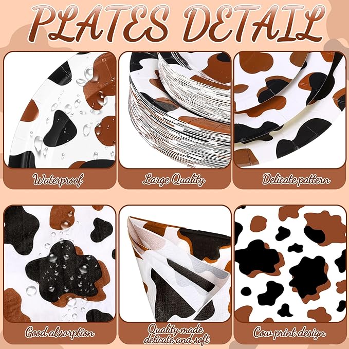 452 Pcs Cow Print Party Decorations Supplies Include Brown Cow Print Paper - Image 3