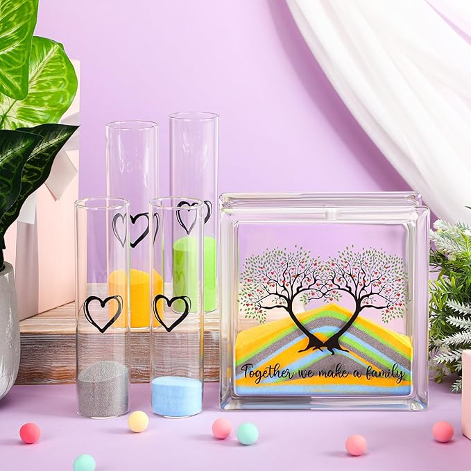 Wedding Unity Sand Set Include Vases Square Glass Jar Container 12 oz Sand - Image 6