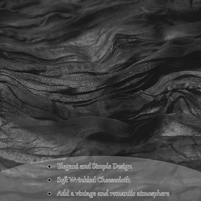 6-Pack Black Cheesecloth Table Runners – 10FT Boho Rustic Gauze Fabric Cheese - Image 5