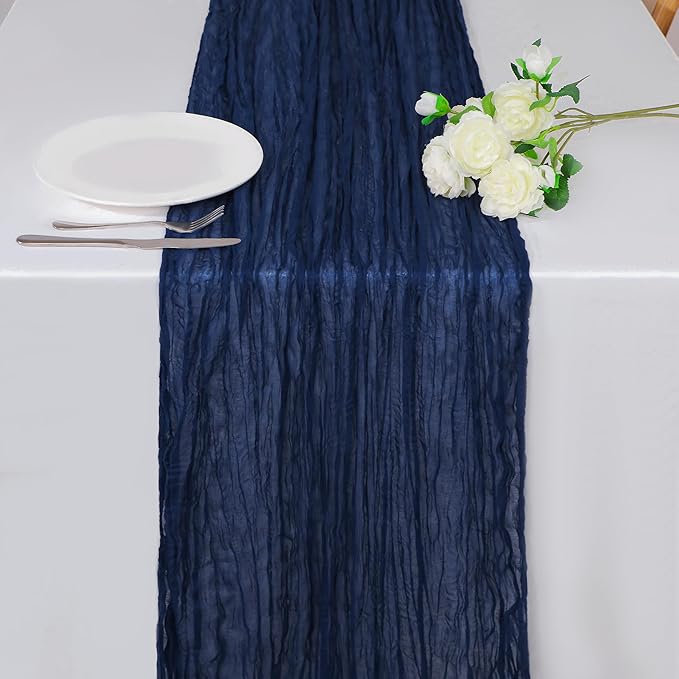 Snowkingdom 13Ft Navy Blue Cheesecloth Table Runner, 160inch Long Cheese Cloth by Snowkingdom