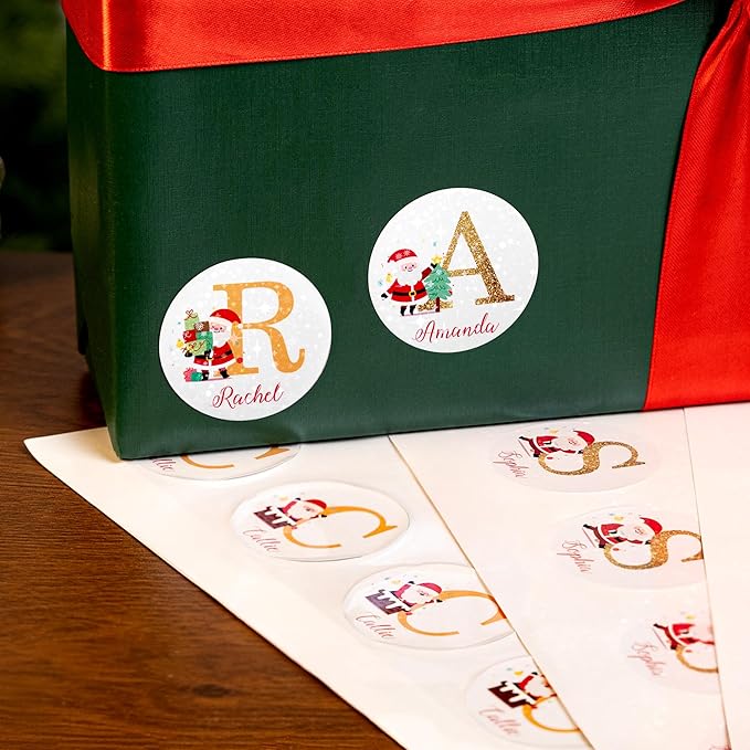 callie moment Personalized Christmas Stickers, Custom Name Waterproof Christmas by calliemoment