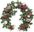 Ling's moment 5FT Burgundy Artificial Flower Garland Dusty Rose Leaves Floral by LingsMoment