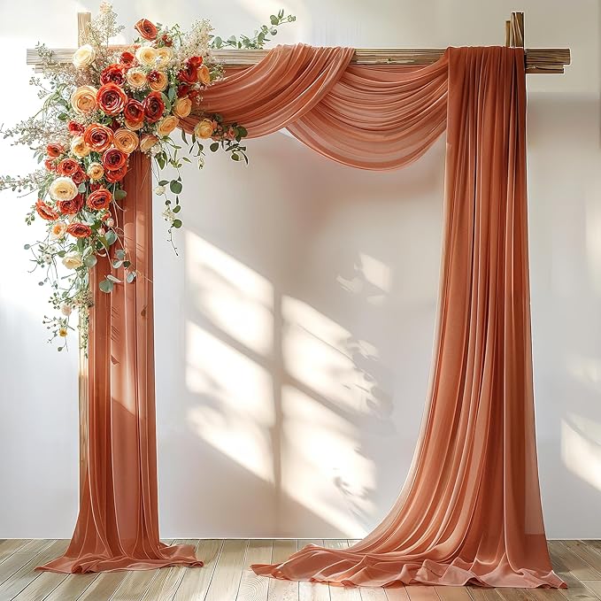 Terracotta Wedding Arch Draping Fabric 2 Panels 30'' x 20FT Terracotta Drapes - Image 4