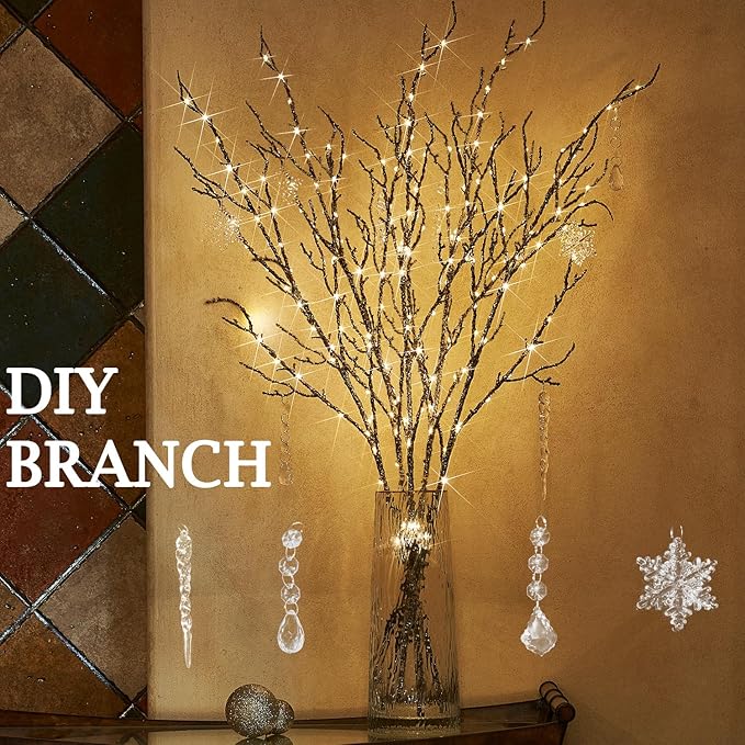 Fudios Lighted Branches Plug in 32IN 200 LED Mantle Winter Decor - Image 4