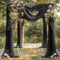 Black Wedding Arch Draping Fabric 3 Panels 30'' x 20FT Black Drapes Sheer by PartyTalk