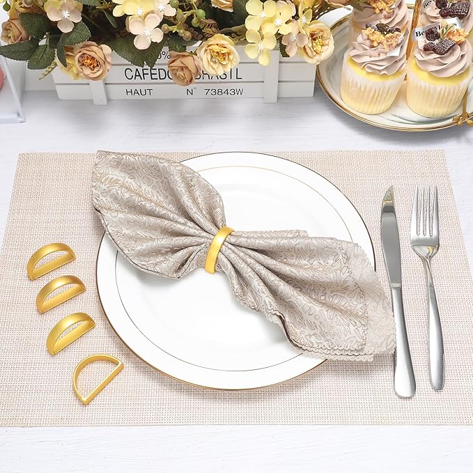 KPOSIYA Napkin Rings Set of 12, Metal Gold Napkin Rings Bulk - Image 2