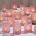 Pink Votive Candle Holder Set of 36, Flower Tea Lights Candles Holders by Lanttu