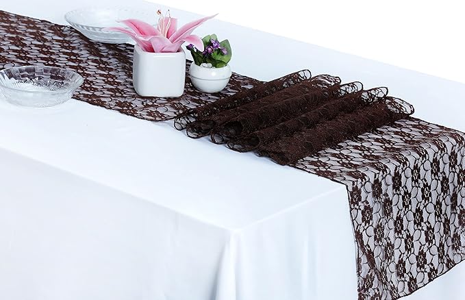 MDS Pack of 20 Wedding 12 x 108 inches Lace Table Runner by MDS
