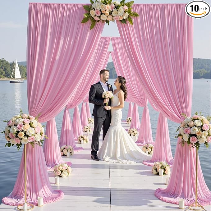 50×12ft Wrinkle Free Pink Backdrop Curtain by ENJOYYOURPARTY