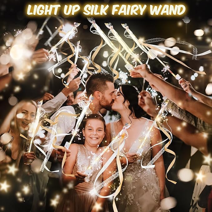 58 PCS Wedding Wands with Lights, Fairy Wands, LED Silk Fairy Wand with Bells - Image 5