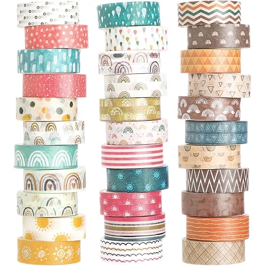 TaoBary 33 Rolls Holiday Plaid Washi Tape, 15 mm Seasonal Washi Tape Set by TaoBary