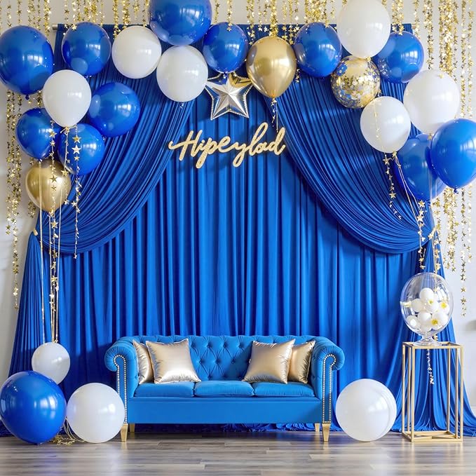 30ft x 10ft Wrinkle Free Royal Blue Backdrop Curtain - Image 5