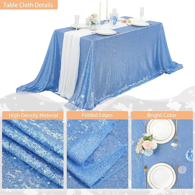 QueenDream Sequin Tablecloth 60"x102" Sparkly Party Table Cloths Sequin Table - Image 7
