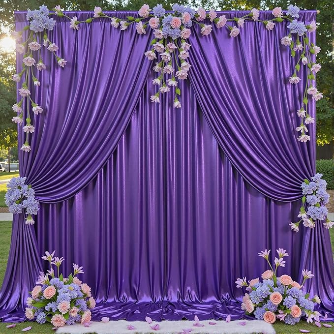 10x10 ft Glitter Purple Backdrop Curtain - Image 3
