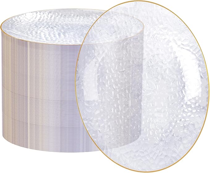 Rubtlamp 60 Pieces Gold Plastic Plates by Rubtlamp