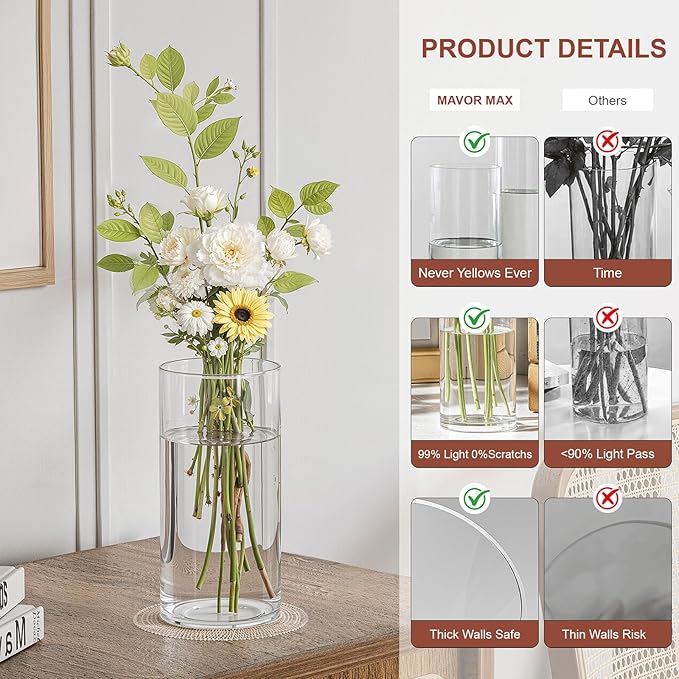 45 Pack Glass Cylinder Vase for Centerpieces, Hurricane Floating Candle - Image 5